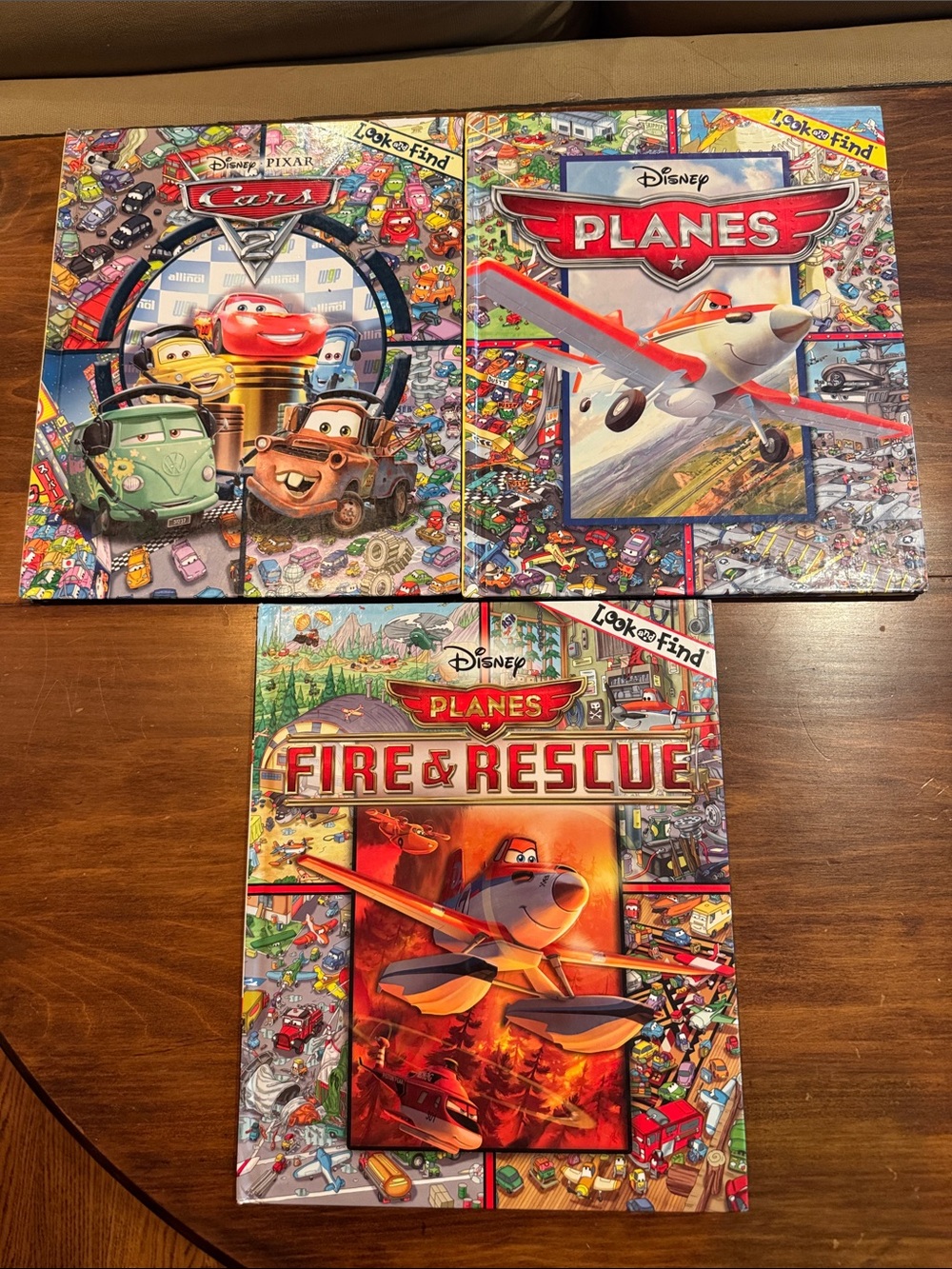 Disney Pixar Look Find Hardback Book Set of 3 Cars Planes Fire & Rescue Activity